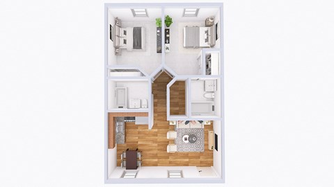 a floor plan of a house with a bedroom and a living room